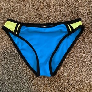 Blue and Neon Yellow Triangle Style Bikini Bottoms